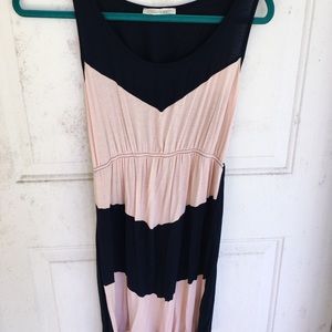Navy & Light Pink Color Block Sun Dress